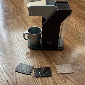 Wooden Coffee Maker Play Set - Black and Silver